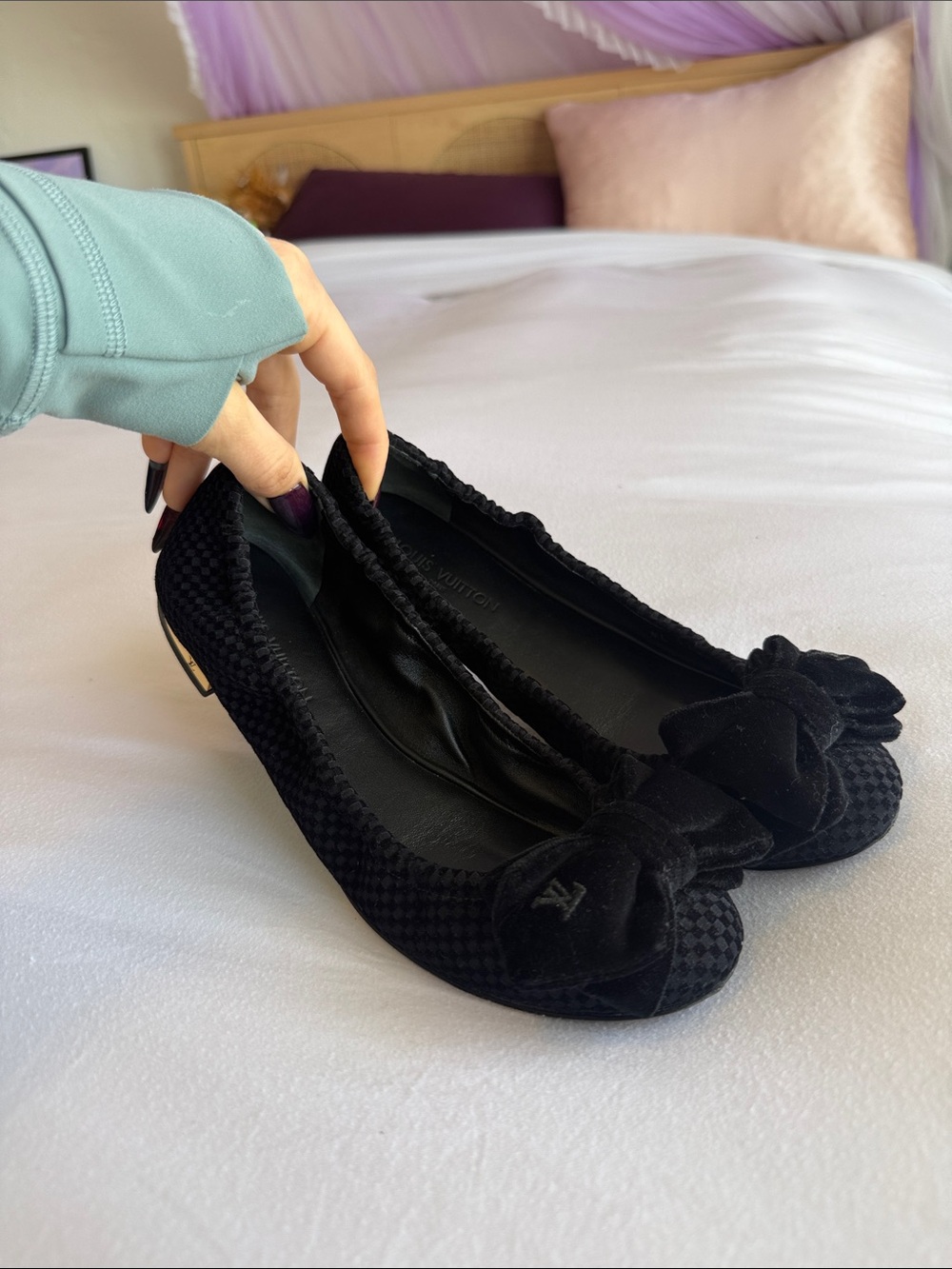 Louis Vuitton *Vintage* Women’s Black Velvet Bow Ballet Flats